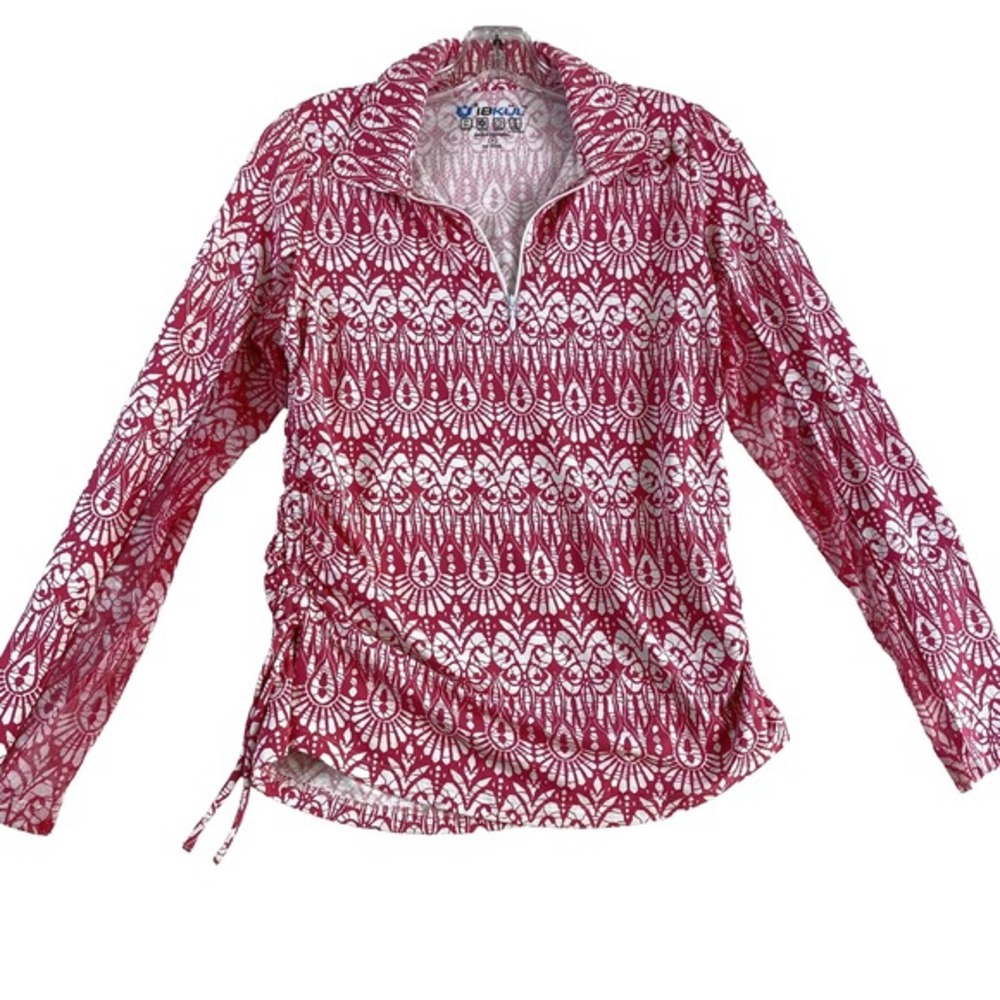 Ibkul Blouse Top‎ Women Sz S Pink Vented Golf Lightweight Long Sleeve Rashguard